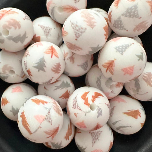 Natural Christmas Tree Plaid 15mm Silicone Beads image 0