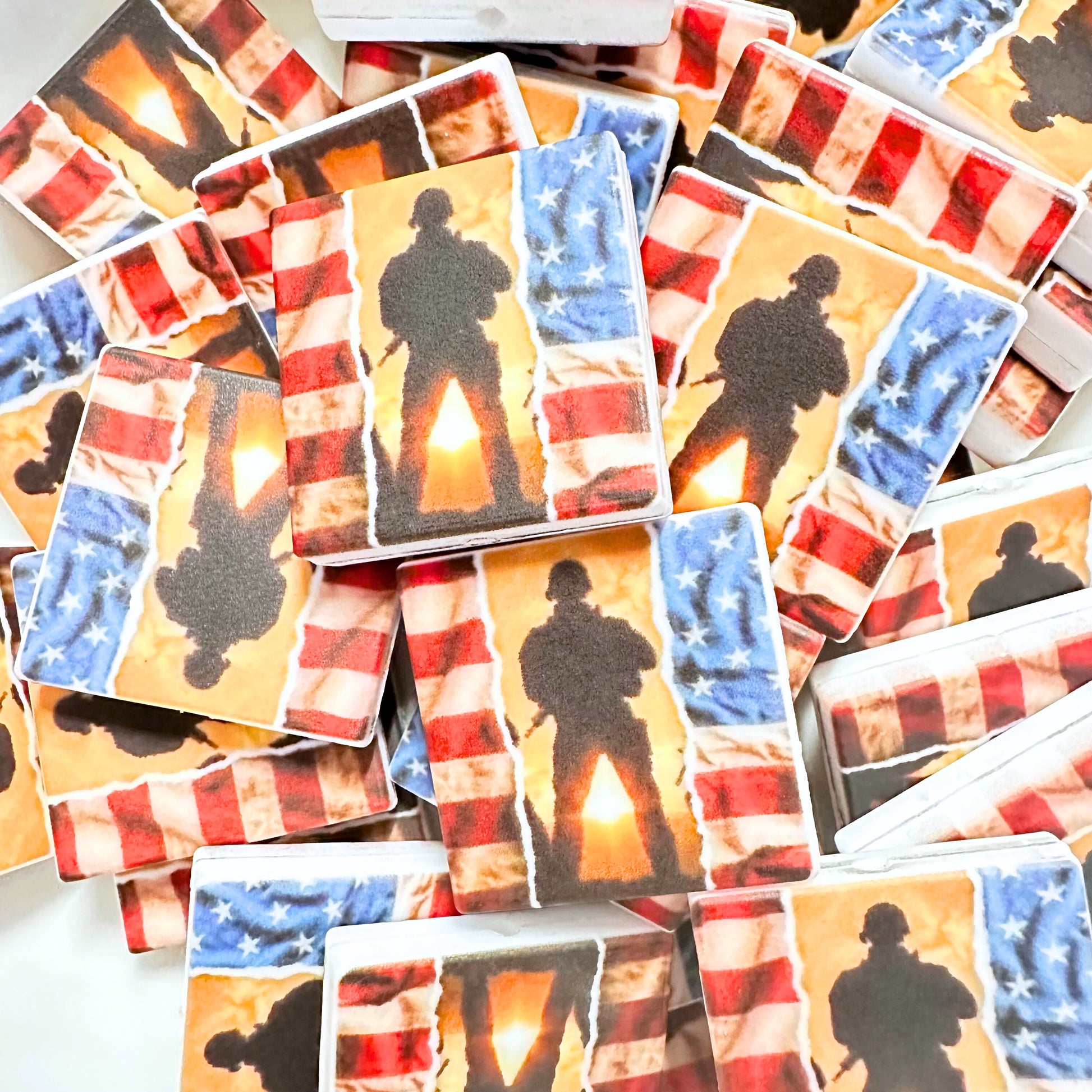 Military Soldier with Sunset and American Flag image 0