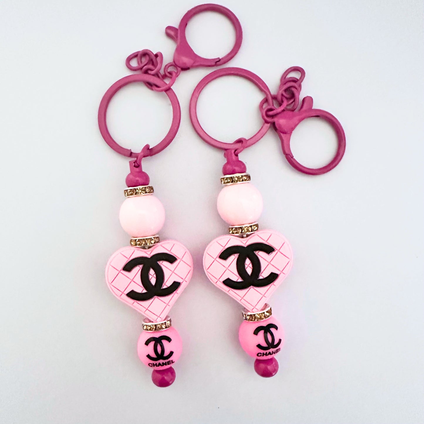 Light Pink CC Heart Keychain image 0