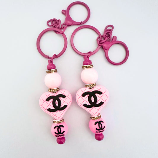 Light Pink CC Heart Keychain image 0