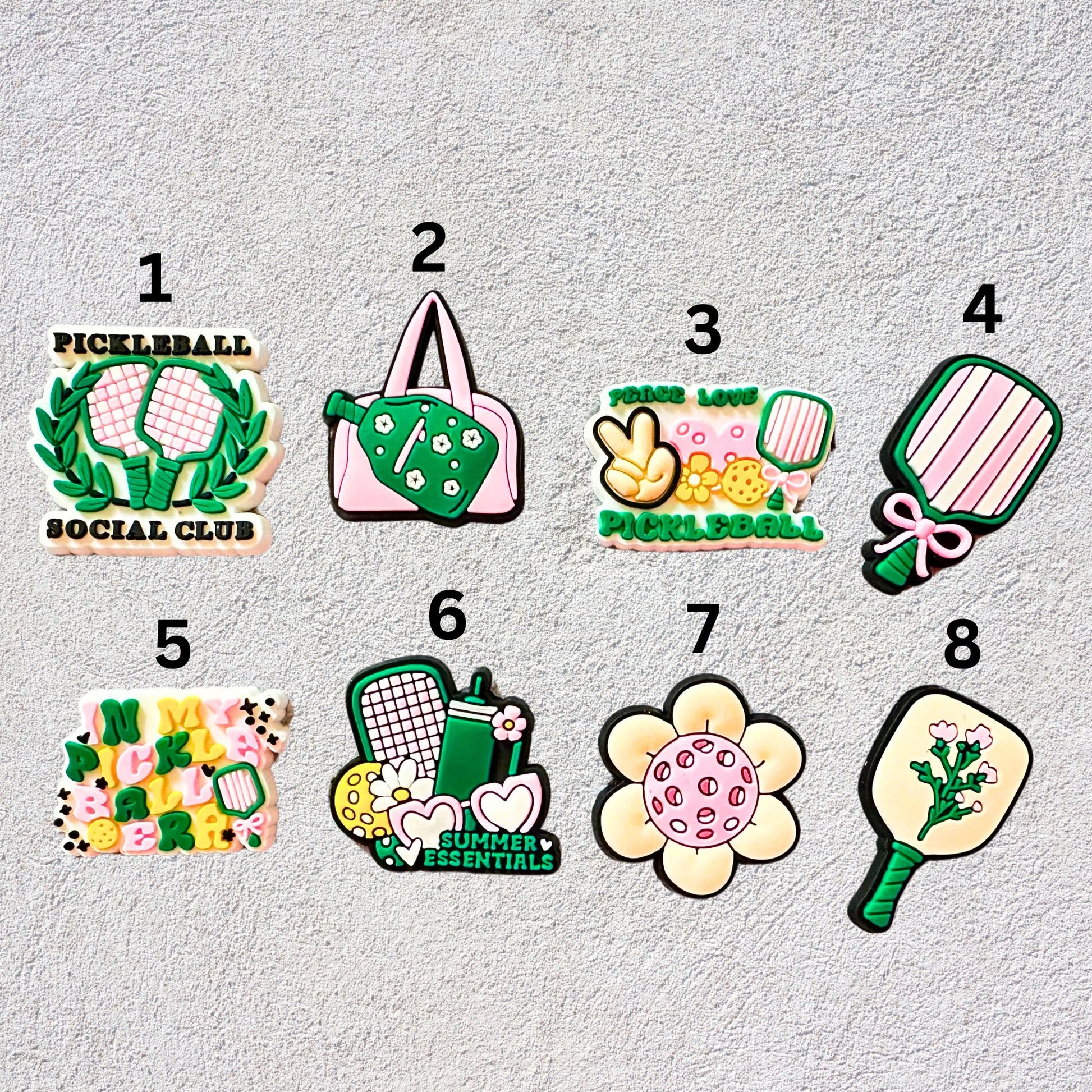 Pickleball Pink & Green Shoe Charms image 2
