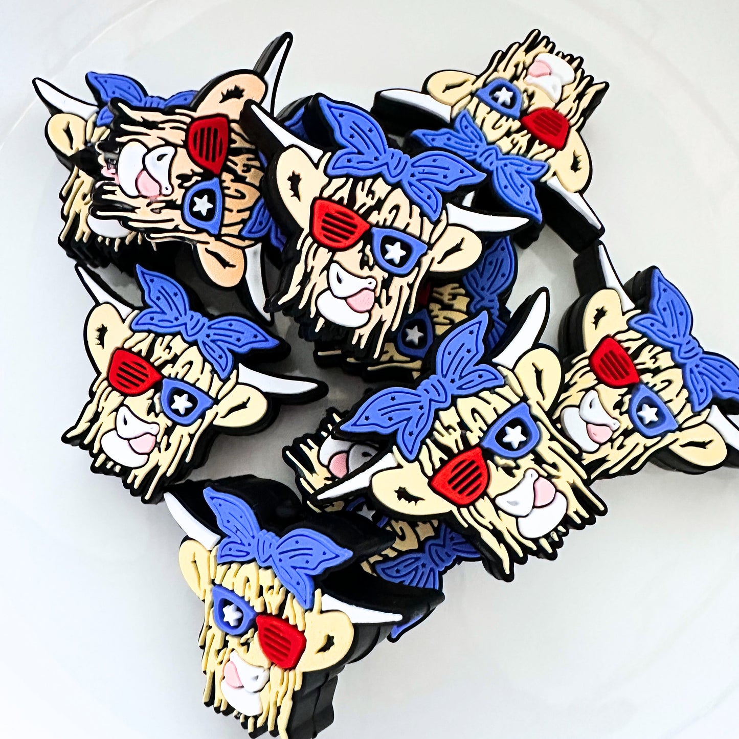 Patriotic Red White Blue Highland Cow image 0