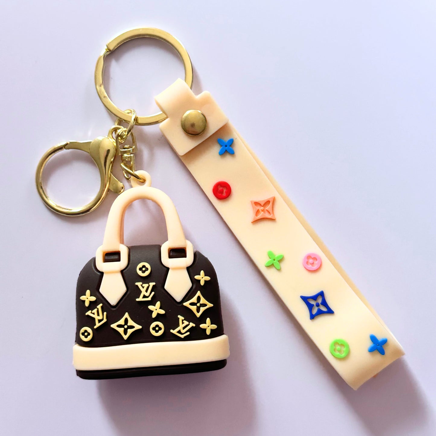 Cream LV Bag Keychain image 0