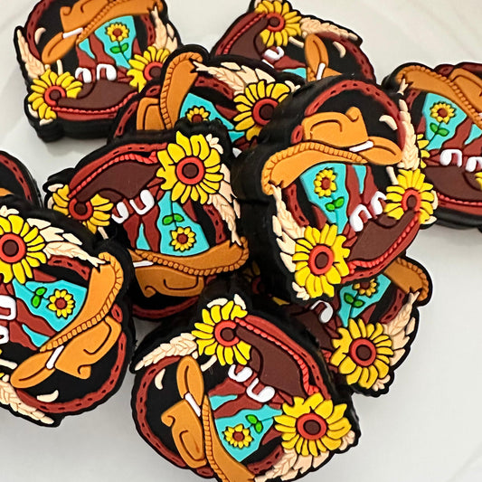 Cowboy Hat Boots Sunflower Turquoise image 0