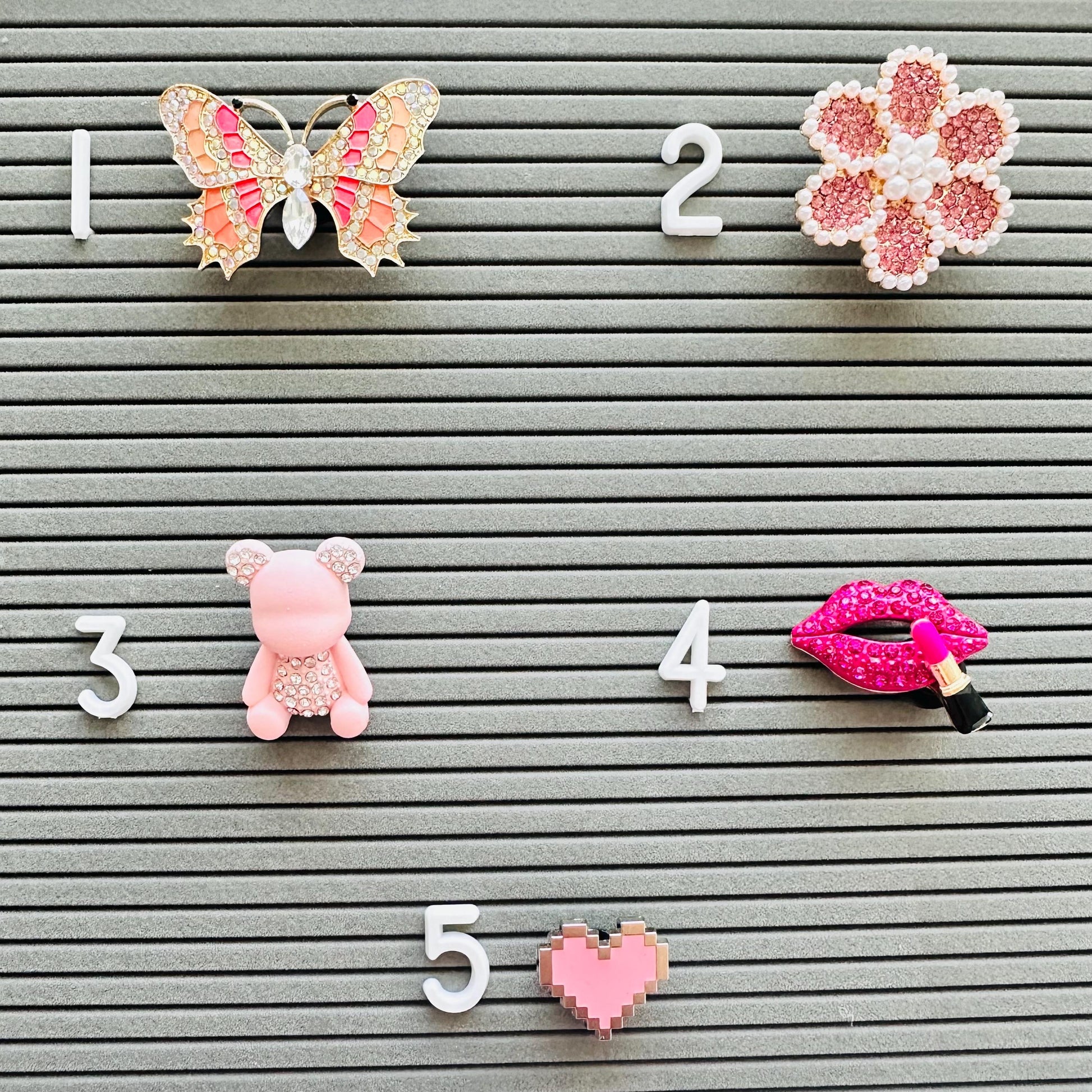Metal Rhinestone Bling Pink & Gold Bear Butterfly image 0