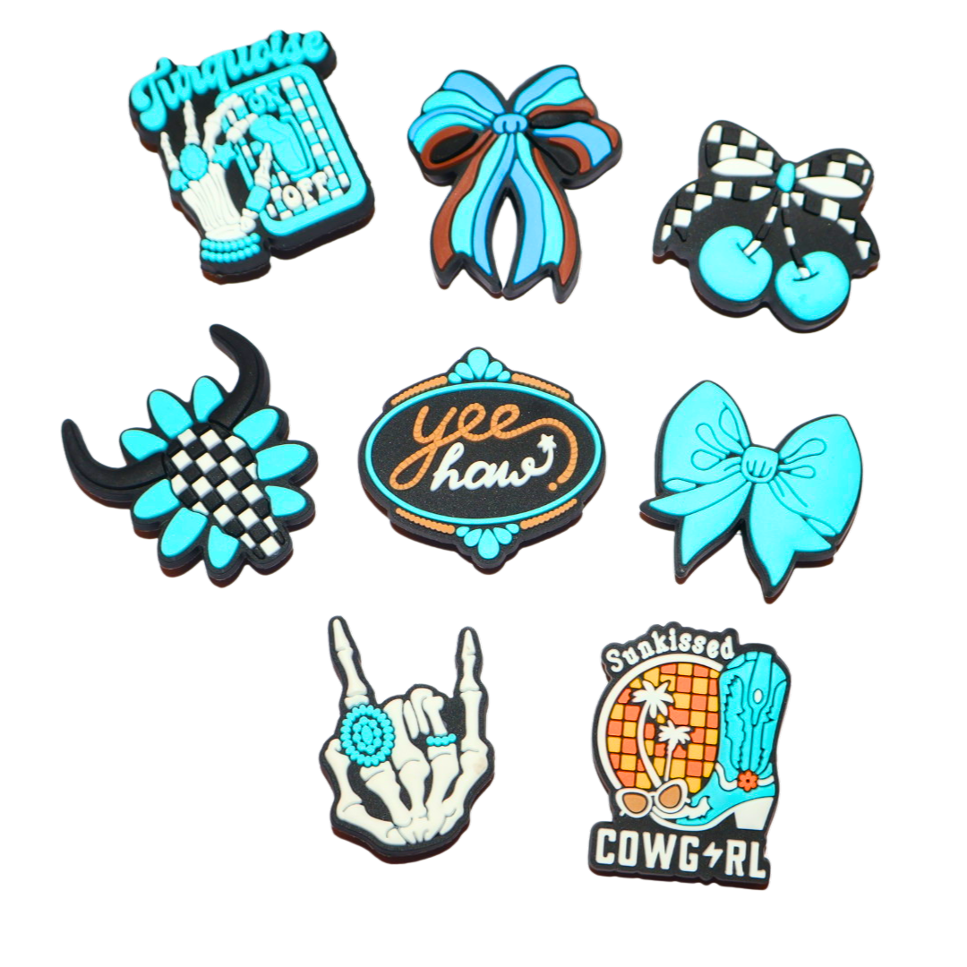 Turquoise Western Bow Shoe Charms