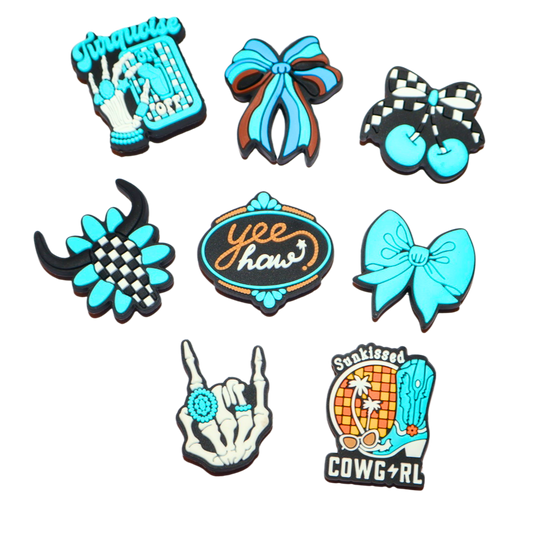 Turquoise Western Bow Shoe Charms