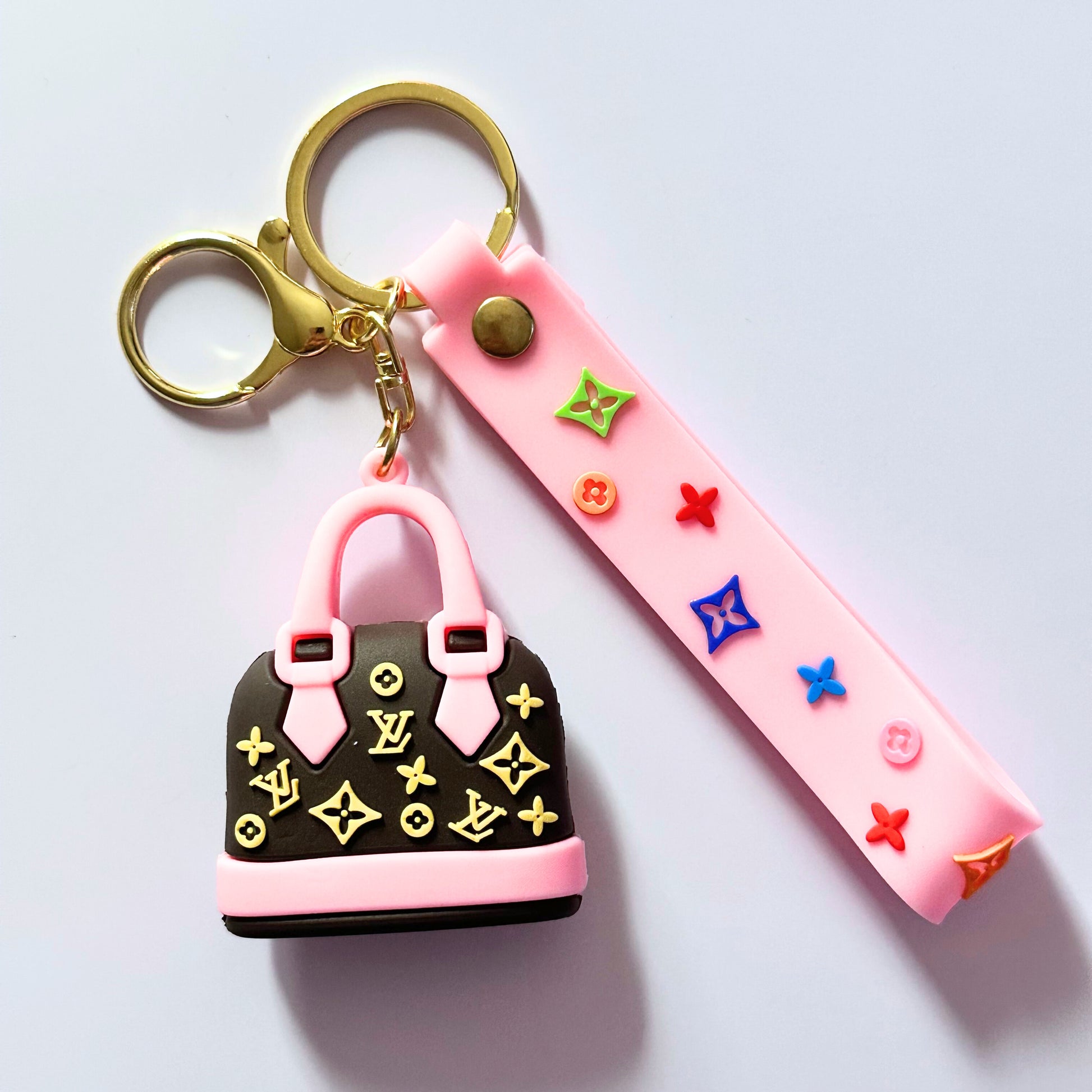 Pink/Brown LV Bag Keychain image 0