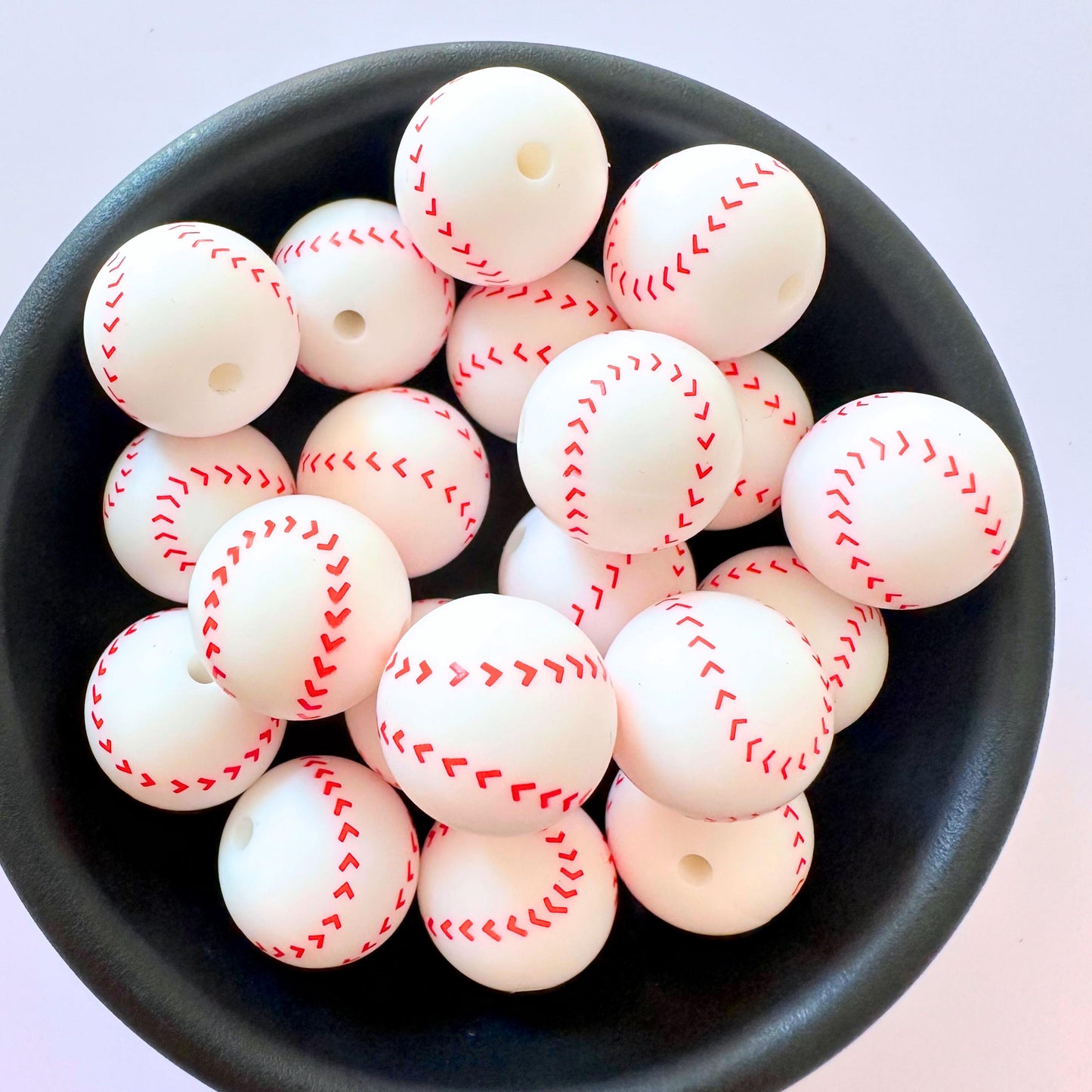 Baseball 15MM Silicone Beads image 0
