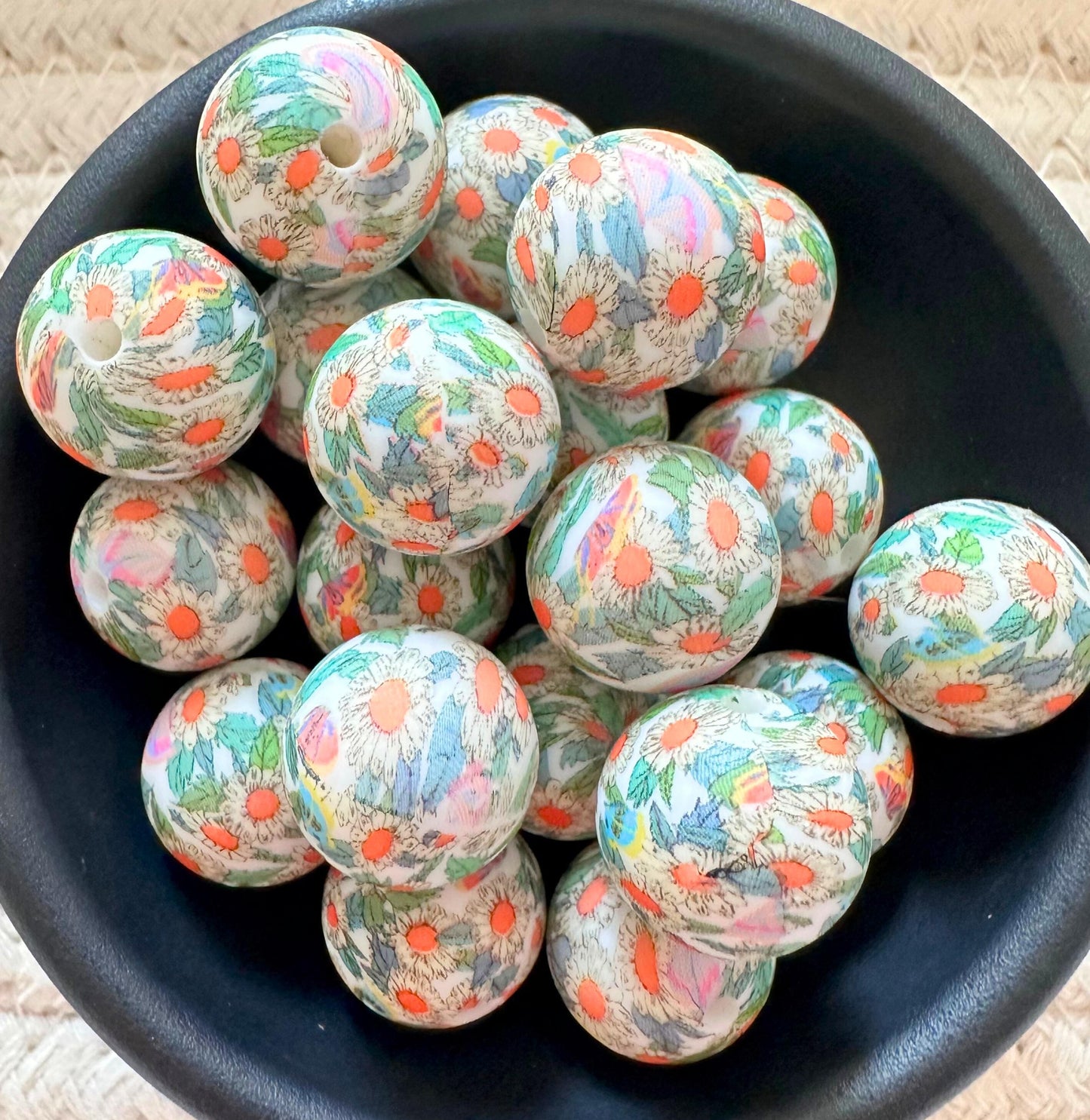 Boho Floral Daisy  15MM Silicone Beads image 0