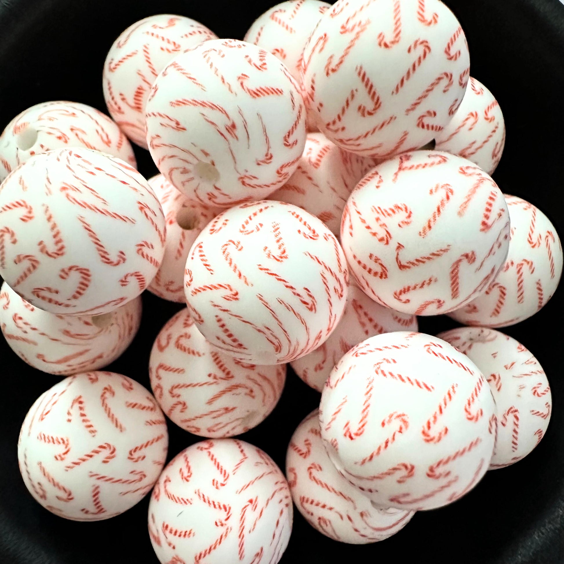 Christmas Candy Cane 15mm Silicone Beads image 0