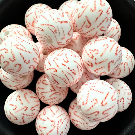 Christmas Candy Cane 15mm Silicone Beads image 0