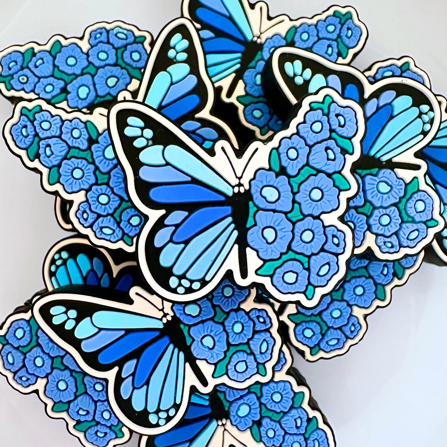 Half Blue Butterfly Half Floral Blue Awareness image 0