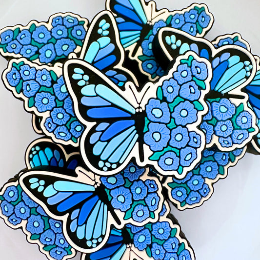 Half Blue Butterfly Half Floral Blue Awareness image 0