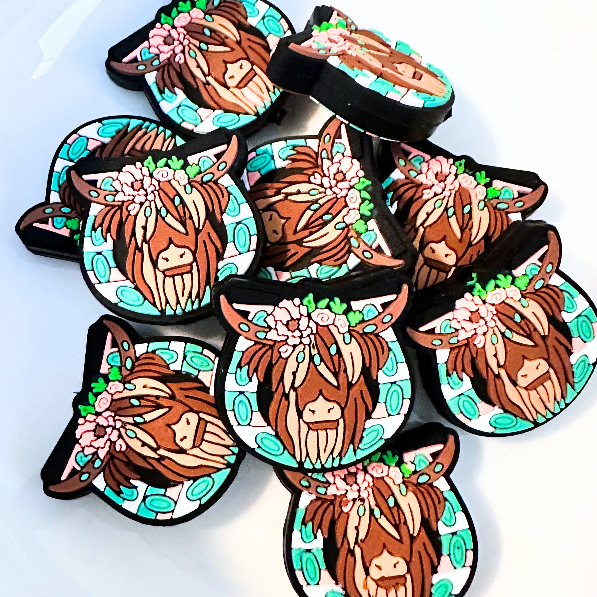 Highland Cow w/ Floral Headband image 0