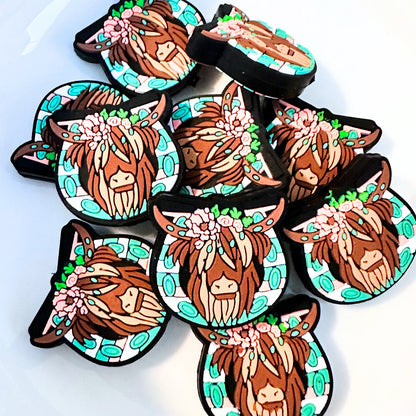 Highland Cow w/ Floral Headband image 0