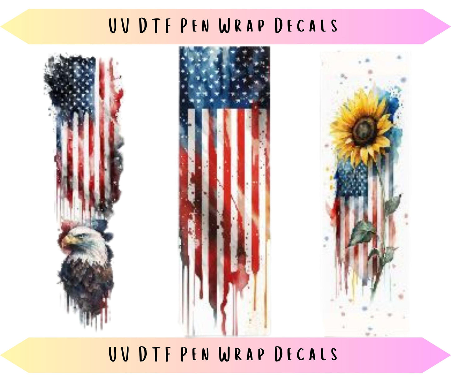 UV DTF Pen Wraps American Flag image 0