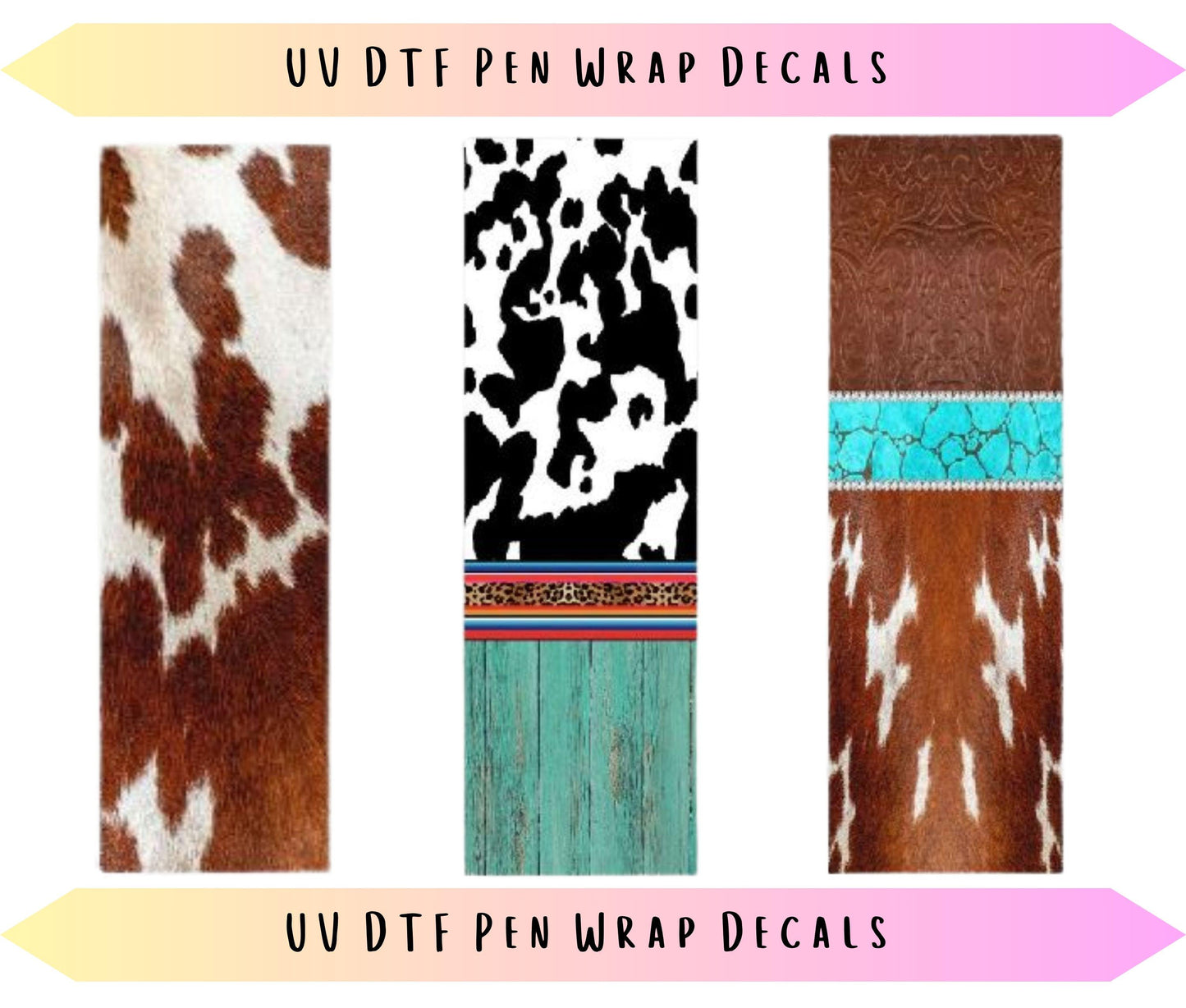 UV DTF Pen Wraps Country Western Cow Print image 0