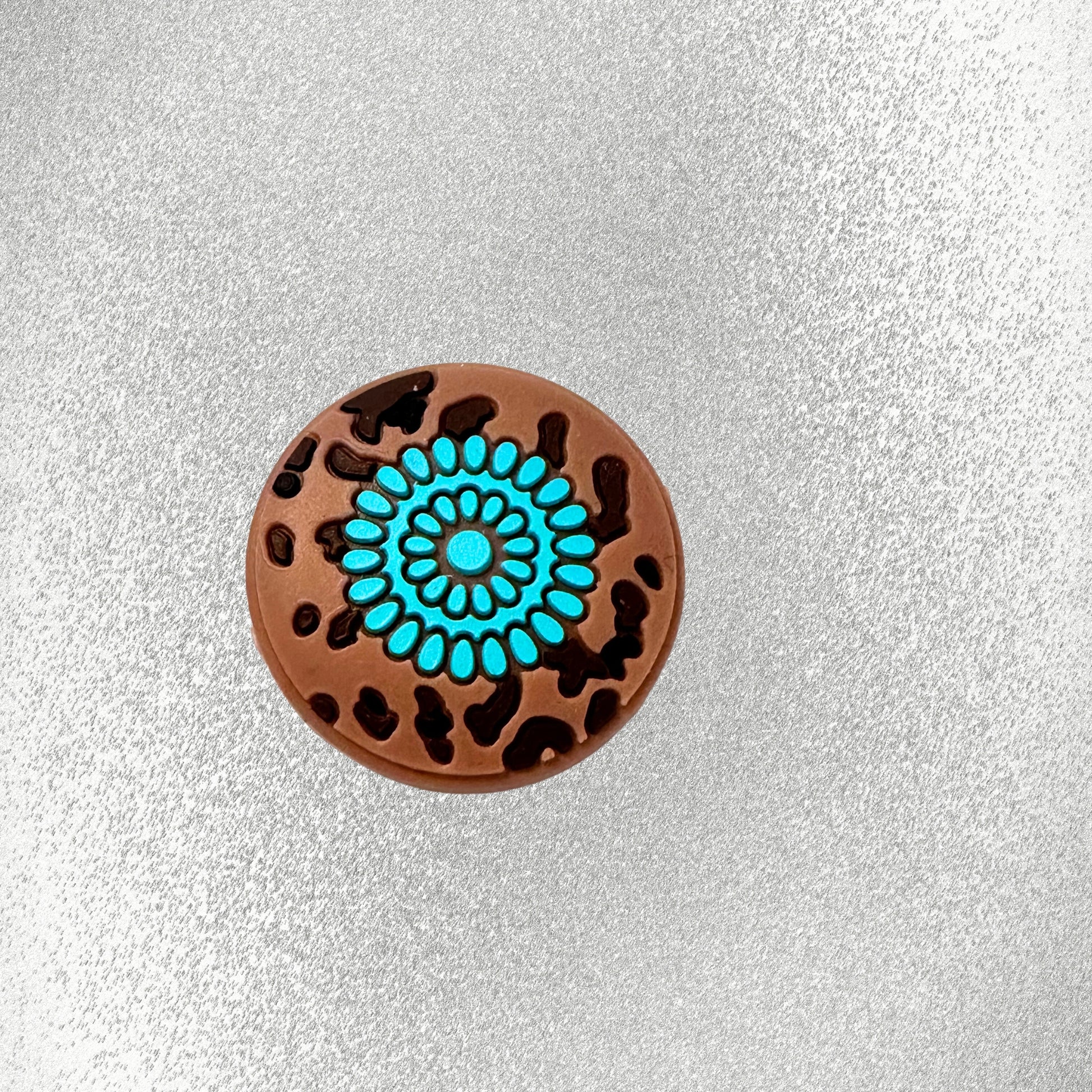Teal Cow Print Concho image 1