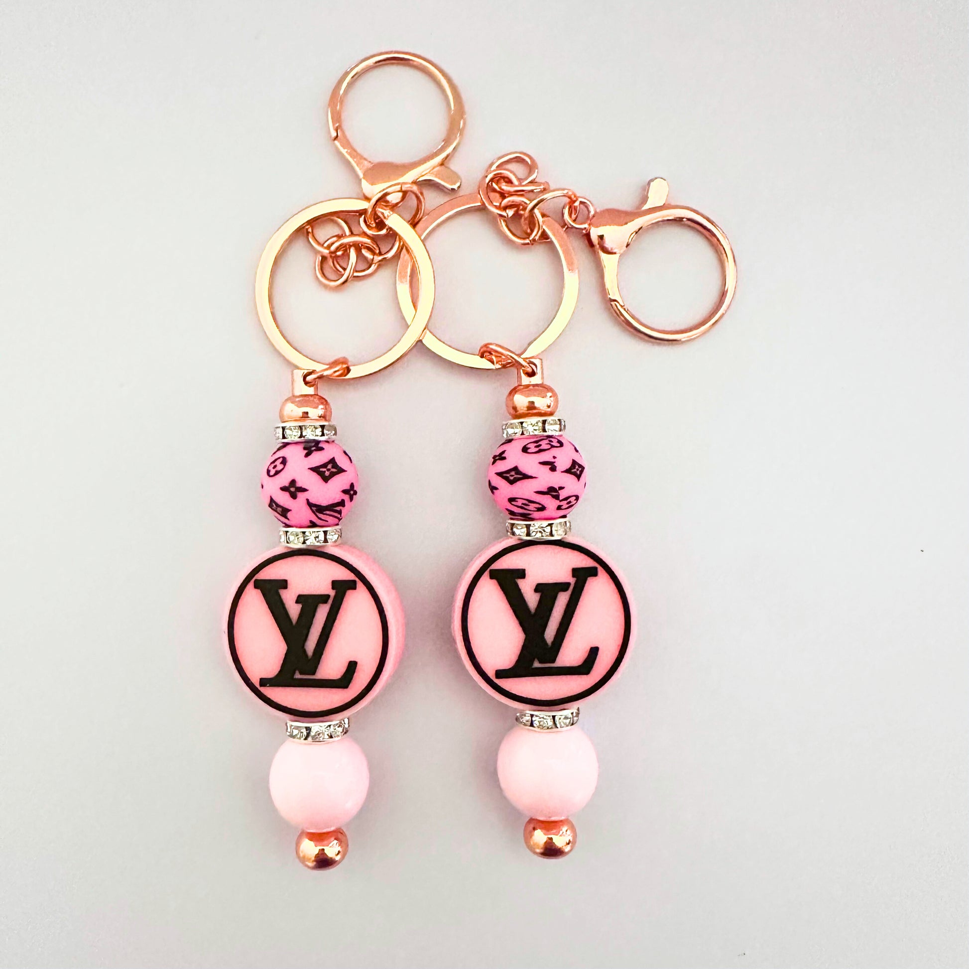 Pink LV Round Keychain image 0