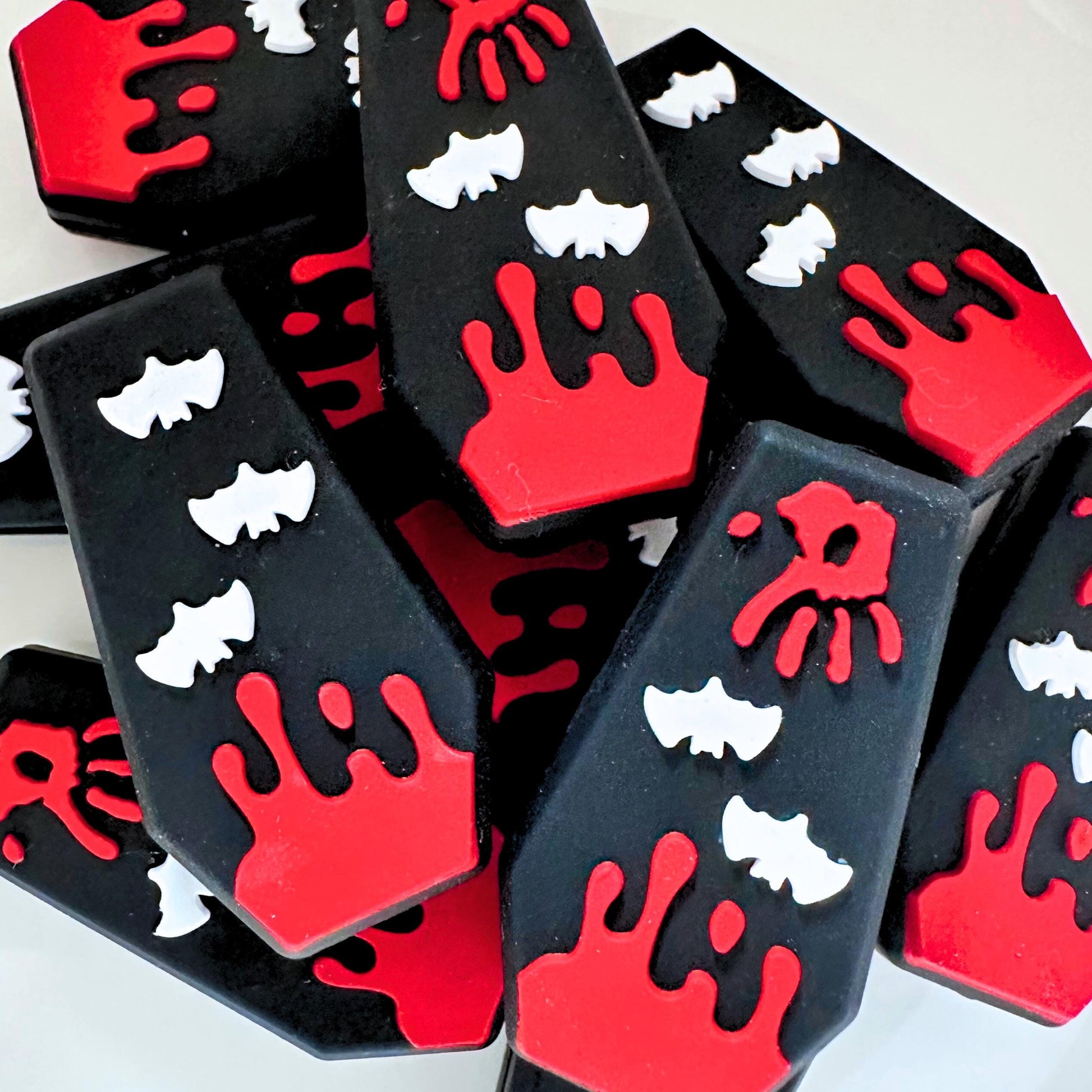 Halloween Vampire Coffin Blood Drip Handprint Scary Spooky Bats image 0