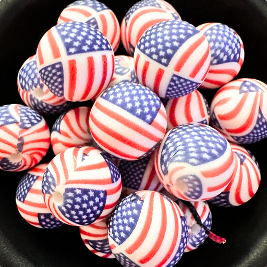 USA American Flag Patriotic 15mm Silicone Beads image 0
