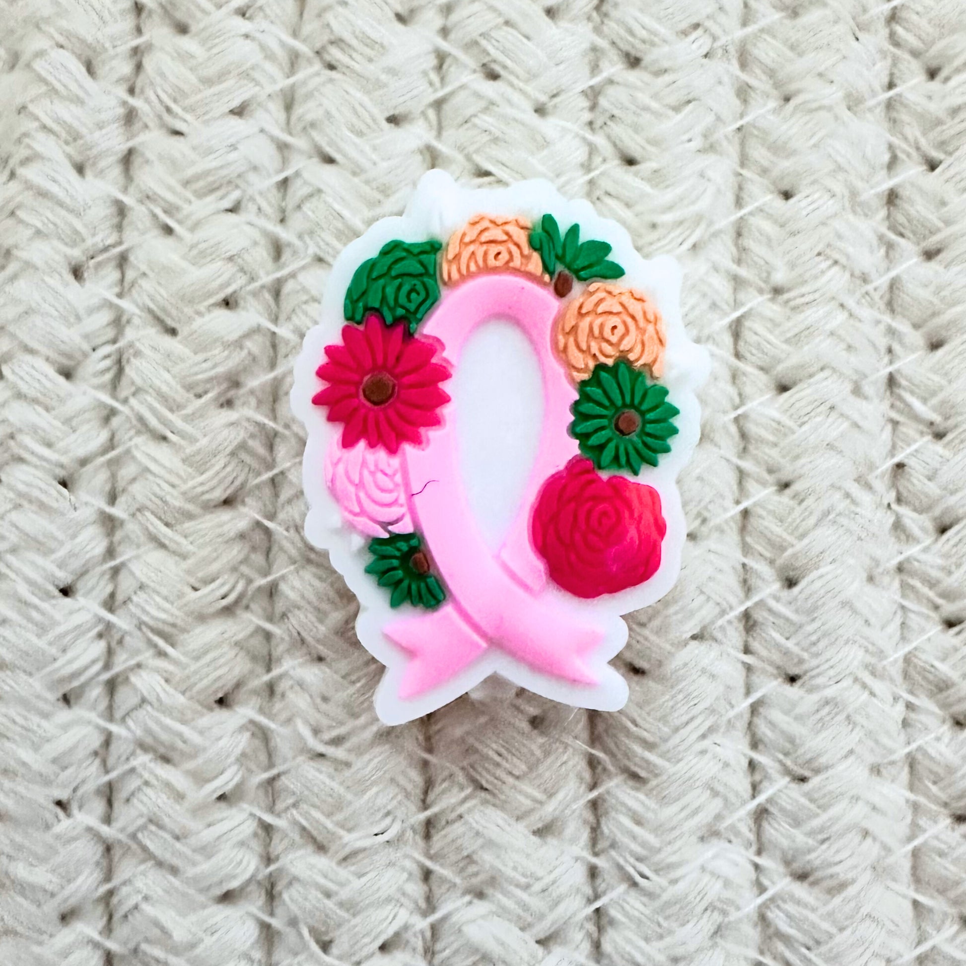 Breast Cancer Pink Ribbon Floral Print image 1