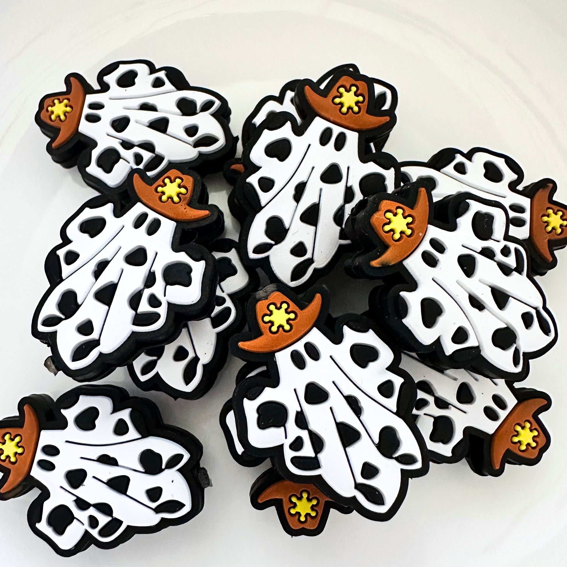 Halloween Cow Print Spooky Ghost Cowboy Hat Sheriff Star image 0