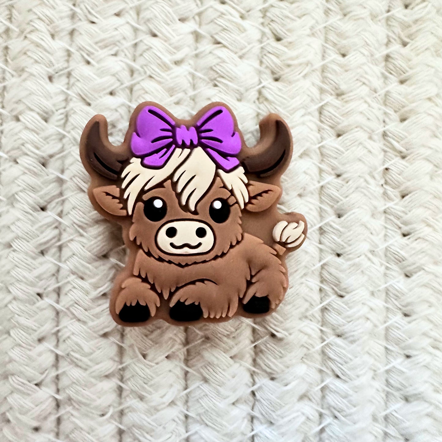 Baby Highland Cow W/ Purple Bow image 1