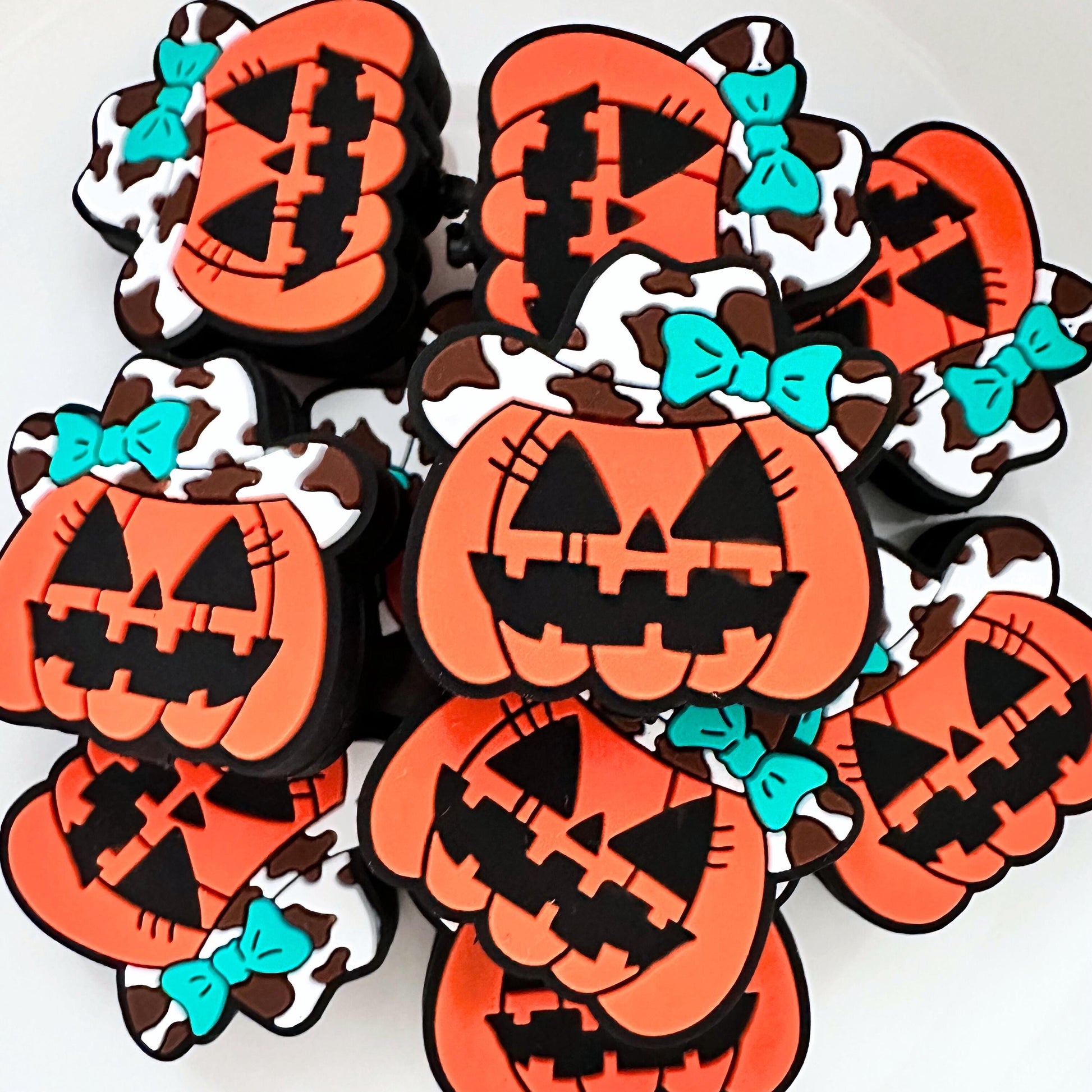 Halloween Cowgirl Pumpkin Teal Bow Jack O' Lantern Fall image 0