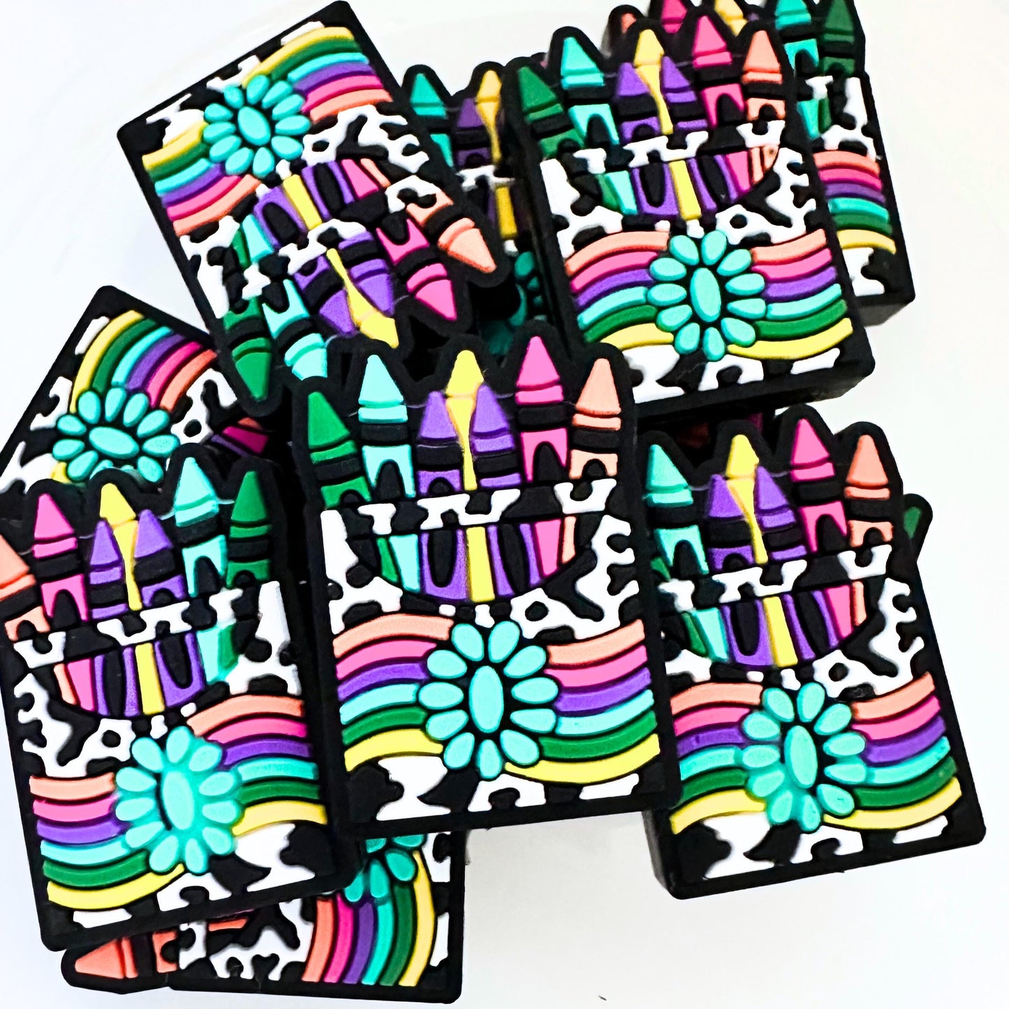 Colorful Crayons Cow Print image 0
