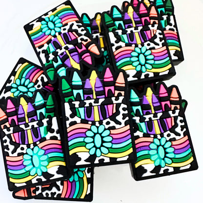 Colorful Crayons Cow Print image 0