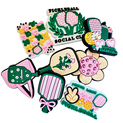 Pickleball Pink & Green Shoe Charms