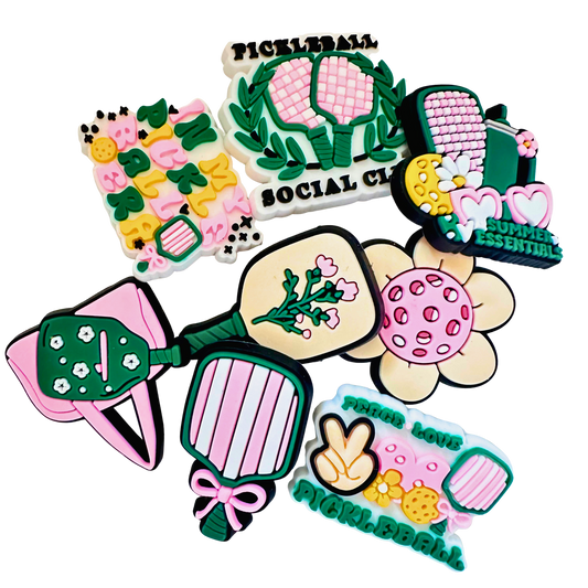 Pickleball Pink & Green Shoe Charms