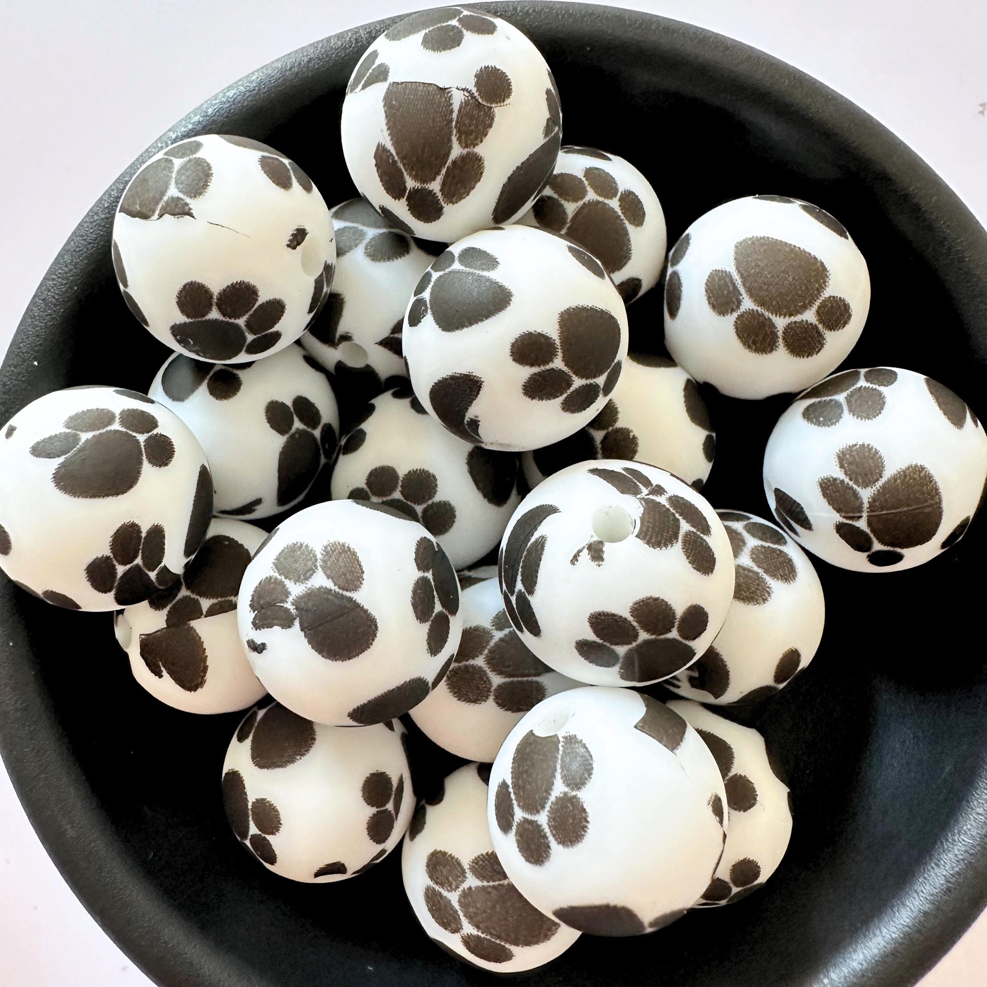 Dog Print Pawprint 15mm Silicone Beads image 0