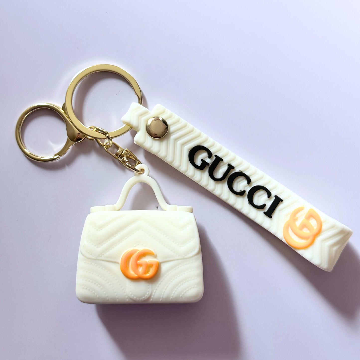 White G*cci Bag Keychain image 0