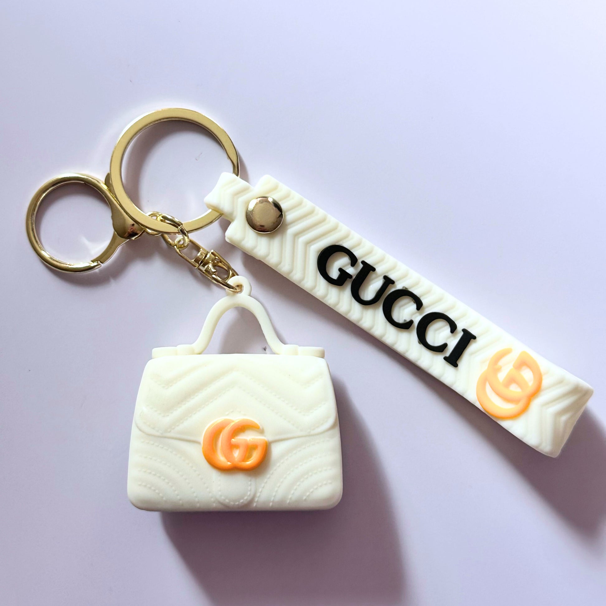 White G*cci Bag Keychain image 0