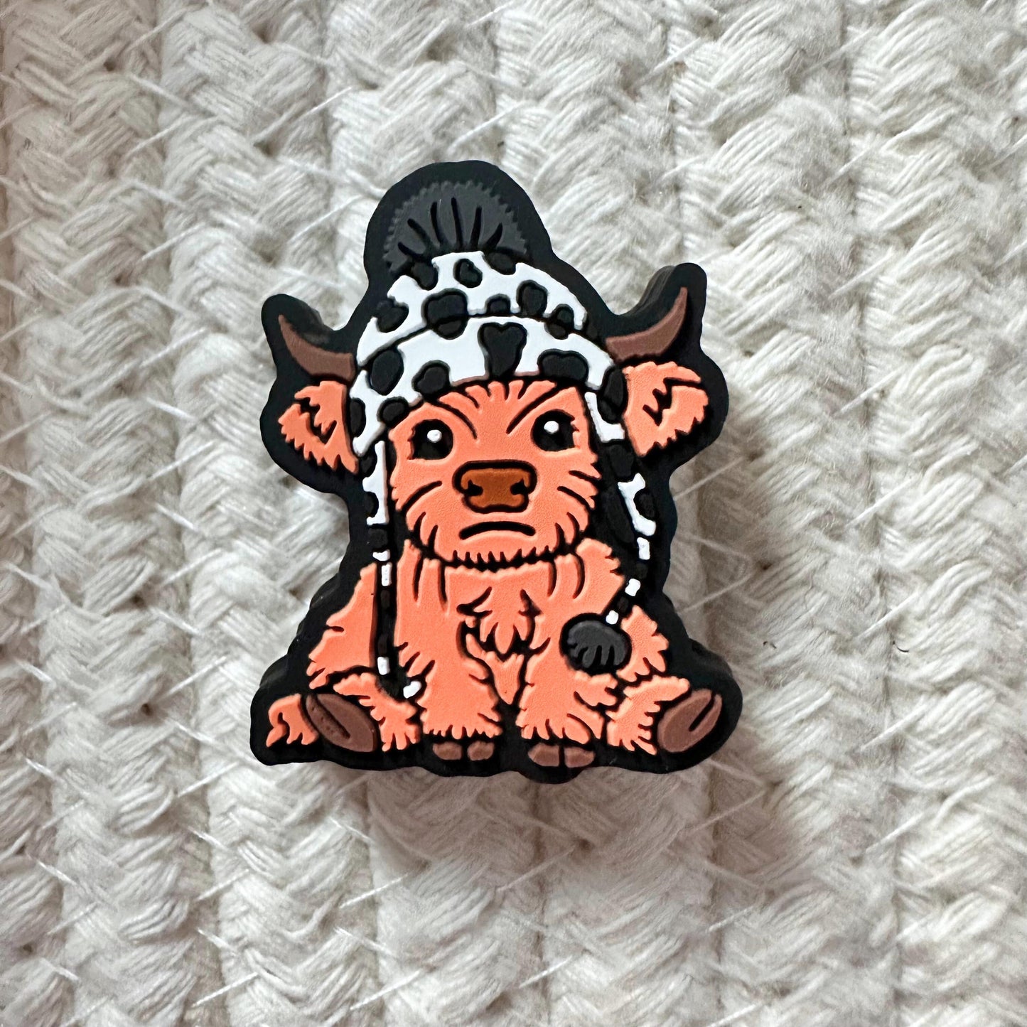 Baby Highland Cow Pom Pom Skullie Hat image 1