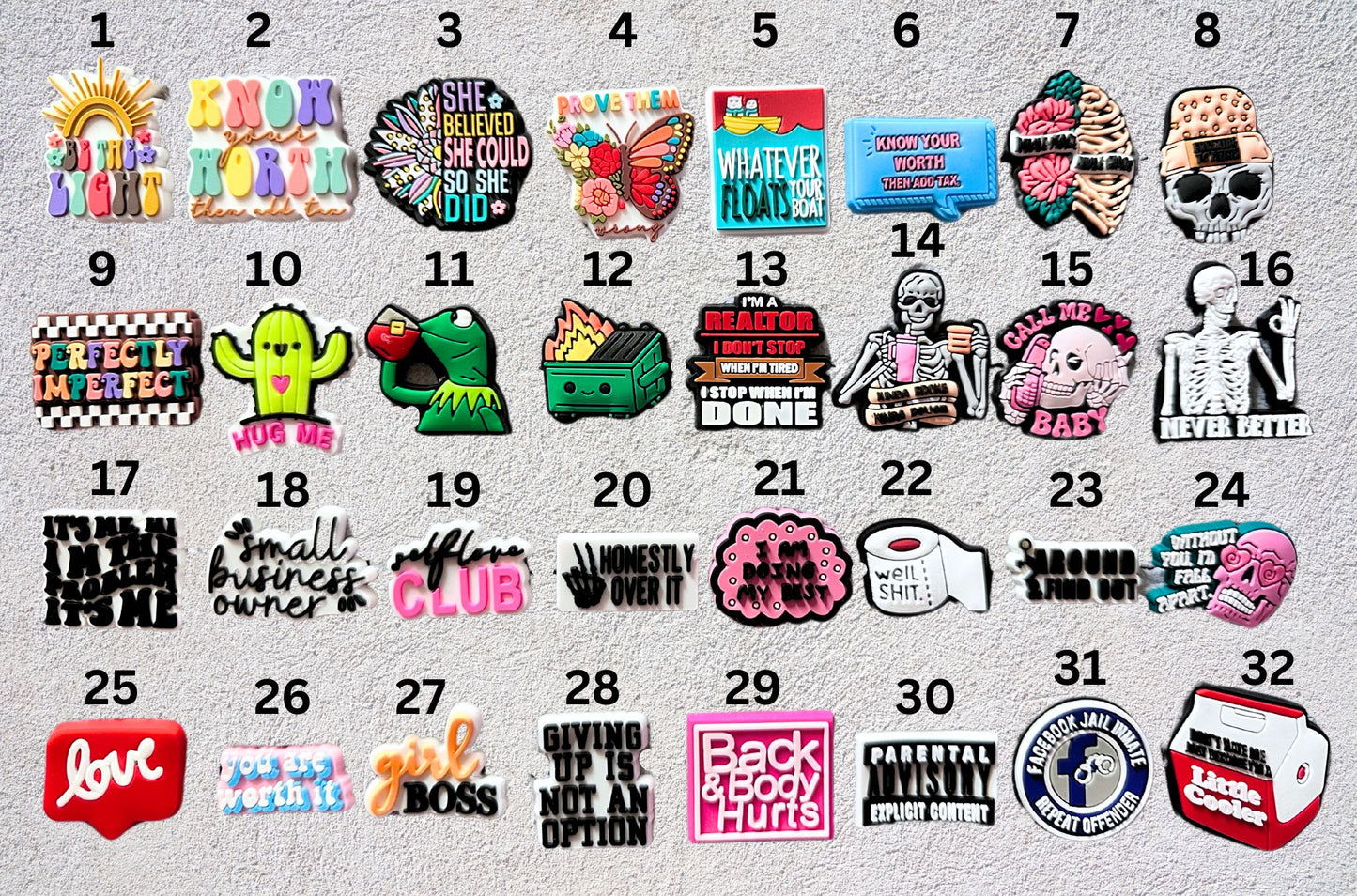 Positive & Funny Sayings Shoe Charms image 1