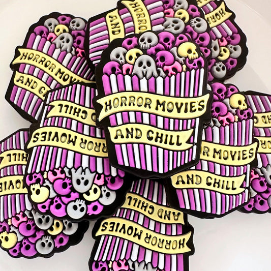 Halloween Horror Movies and Chill Skulls Popcorn Bucket Purple image 0