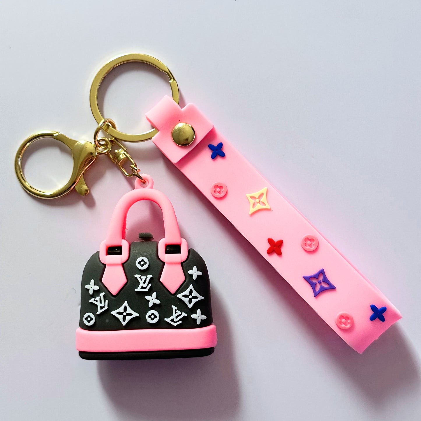 Pink/Black LV Bag Keychain image 0